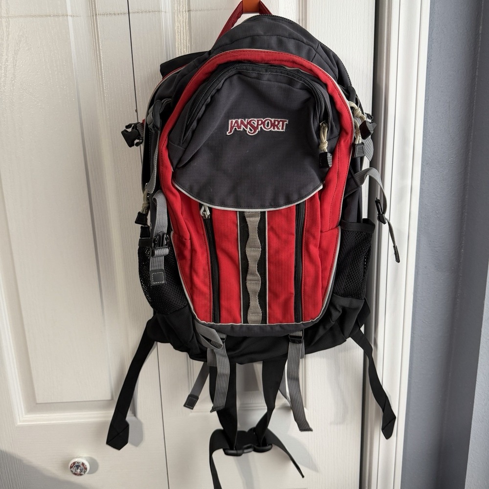 Jansport Polaris 33 Red Black Vintage Backpack Unisex Hiking School College